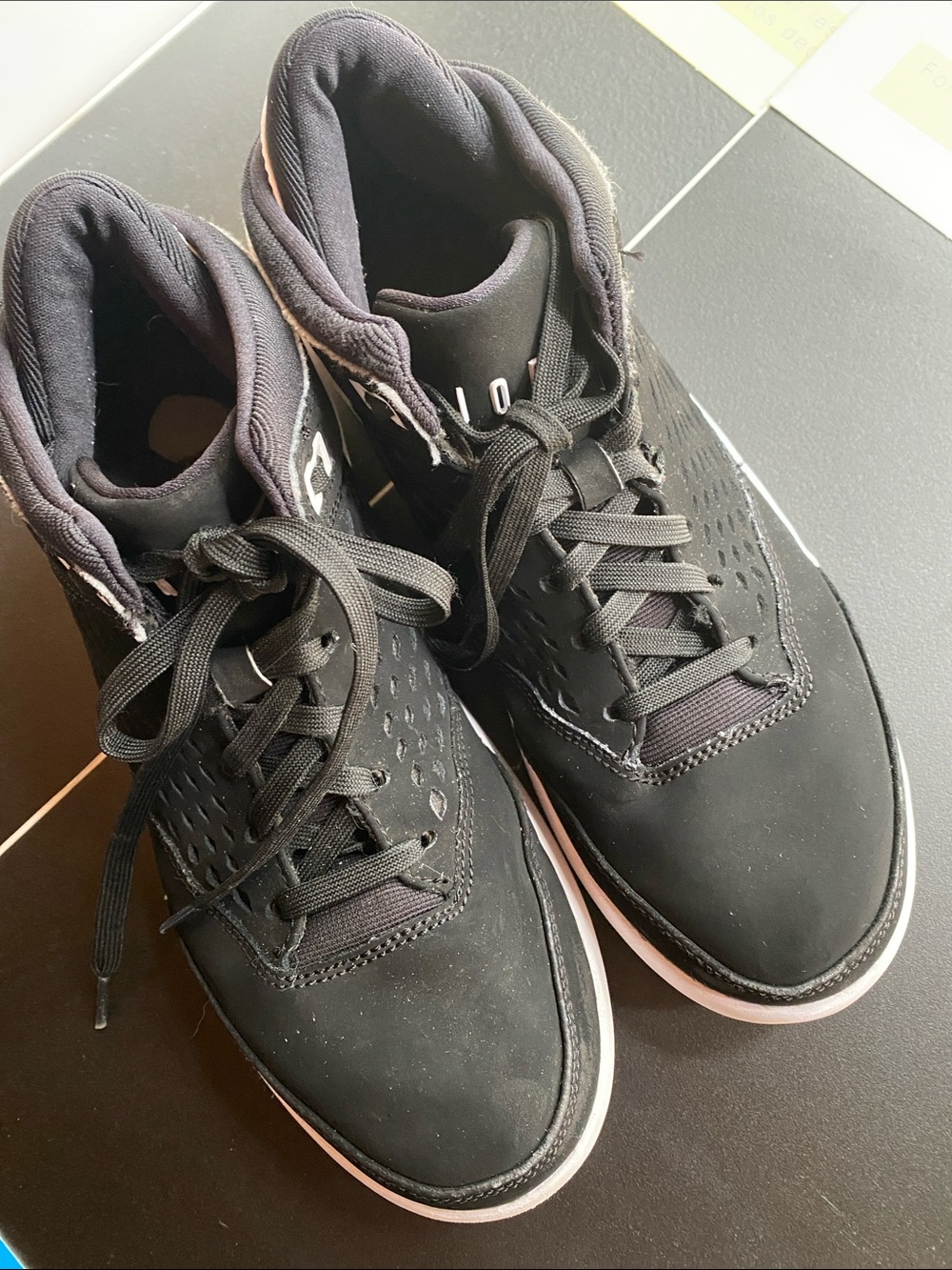 Jordan Men's Black High-Top Lace-Up Sneakers-7 Activewear Preppy Basketball